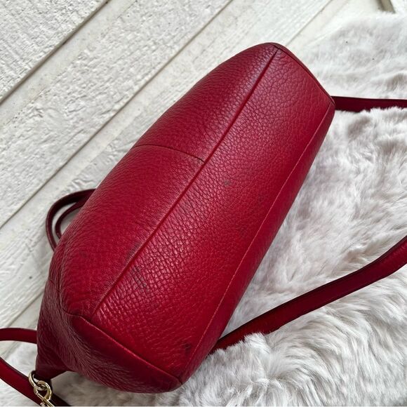 COACH Red Leather Kelsey Prairie Satchel Tote Crossbody - Picture 5 of 10